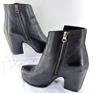 Kork Ease Seeley Leather Booties Black Platform Ankle Boots Women Size 6